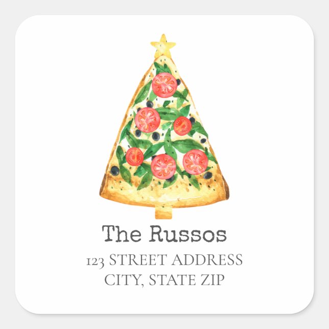 Pizza Slice dirección de árbol de Navidad Pegatina (Anverso)