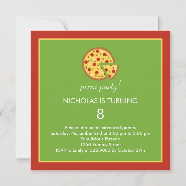 Pizza Slices - Invitación a la fiesta de cumpleaño (Anverso)