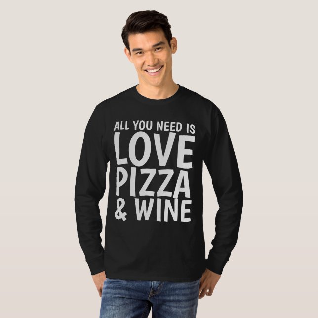 PIZZA WINE LOVE Camisetas divertidas (Anverso completo)