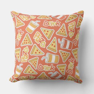 Pizza y almohadas de lanzamiento de patrón de bebi