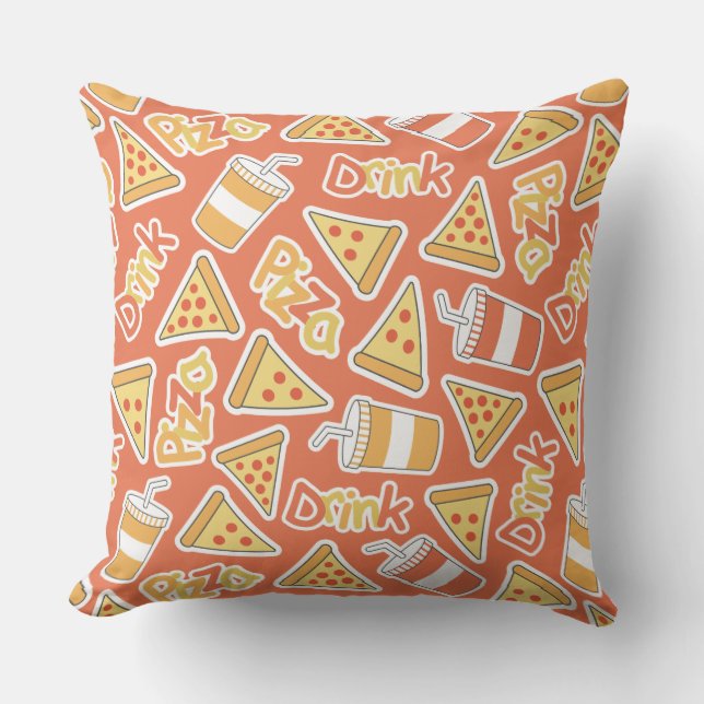Pizza y almohadas de lanzamiento de patrón de bebi (Anverso)