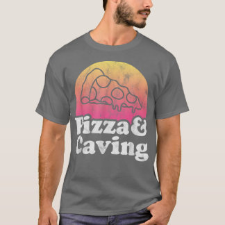 Pizza y camiseta de espeleología o cuevas