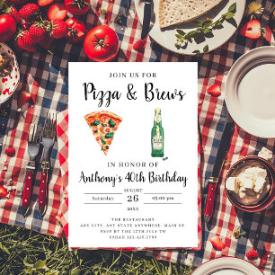 Pizza y prepara invitación para fiesta de cumpleañ