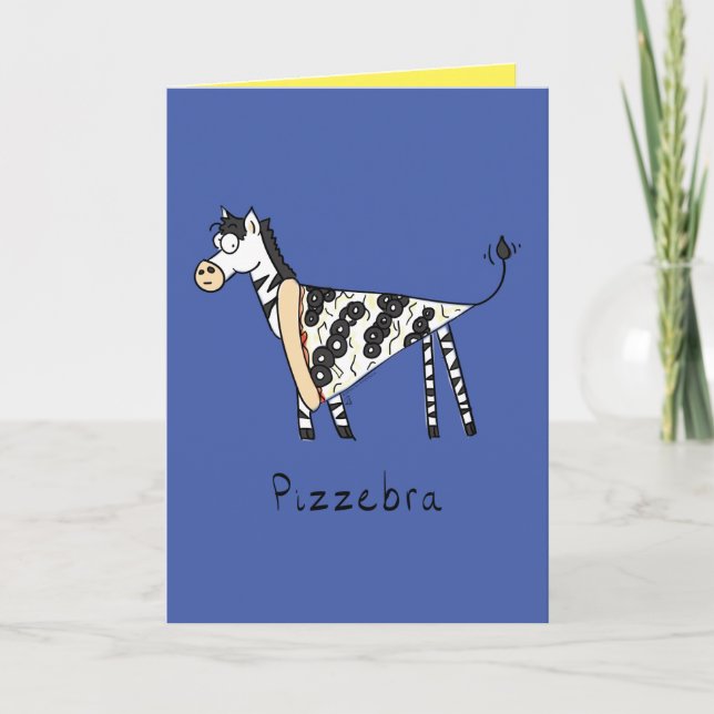 Pizzebra Pizza Zebra Cute Tarjeta de Saludo de Com (Anverso)