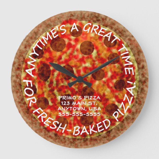 Pizzeria Pepperoni Pizza Personalizado reloj de pa (Anverso)