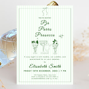 PJs, Purrs & Prosecco Cat Pajama Party Invitación