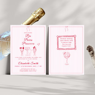 PJs, Purrs & Prosecco Cat Pajama Party Invitación
