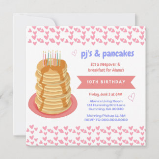 PJs y Pancakes Sleepover Invitaciones de cumpleaño