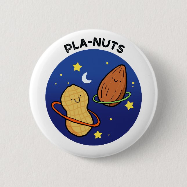 Pla-Nueces Peanudo Espacio Exterior Pun Botón Pin (Anverso)