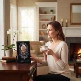 Placa antigua floral en memoria de seres queridos