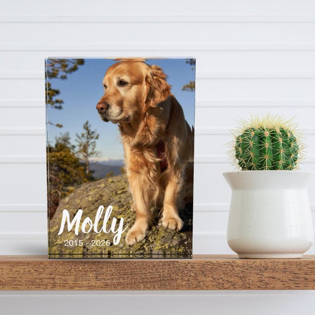 Placa conmemorativa de mascota con foto Regalo de  (Photo Pet Memorial Plaque Dog Loss Keepsake )
