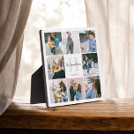 Placa de caligrafía de monograma familiar<br><div class="desc">La placa moderna presenta un monograma familiar y un nombre. Añade tu foto de 8 personalizados.</div>