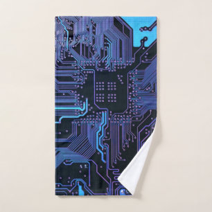 Placa de circuito electrónico azul del nerd de sal