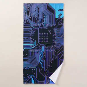 Placa de circuito electrónico azul del nerd de sal