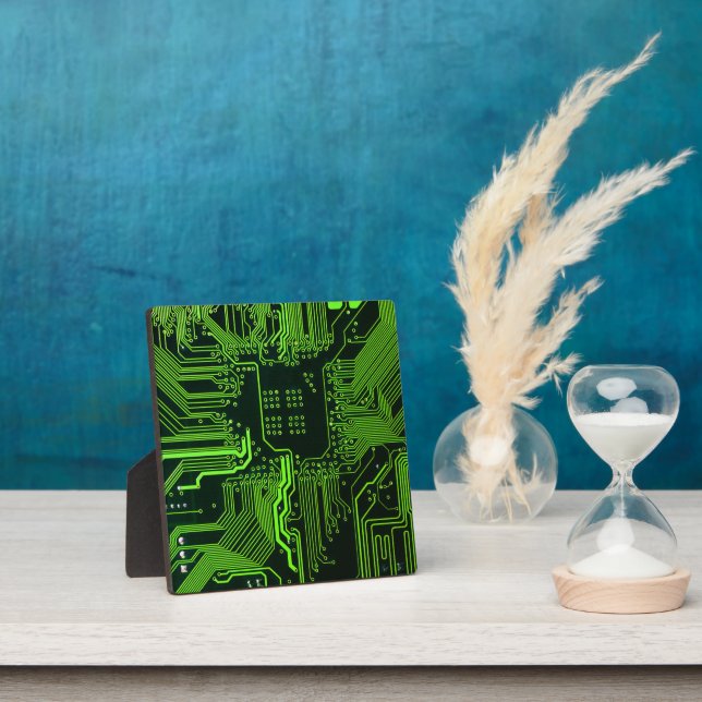 Placa de circuito electrónico verde del nerd de sa (in situ)