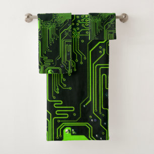 Placa de circuito electrónico verde del nerd de sa