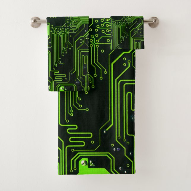 Placa de circuito electrónico verde del nerd de sa (In situ)