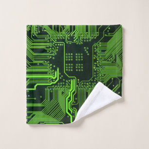 Placa de circuito electrónico verde del nerd de sa