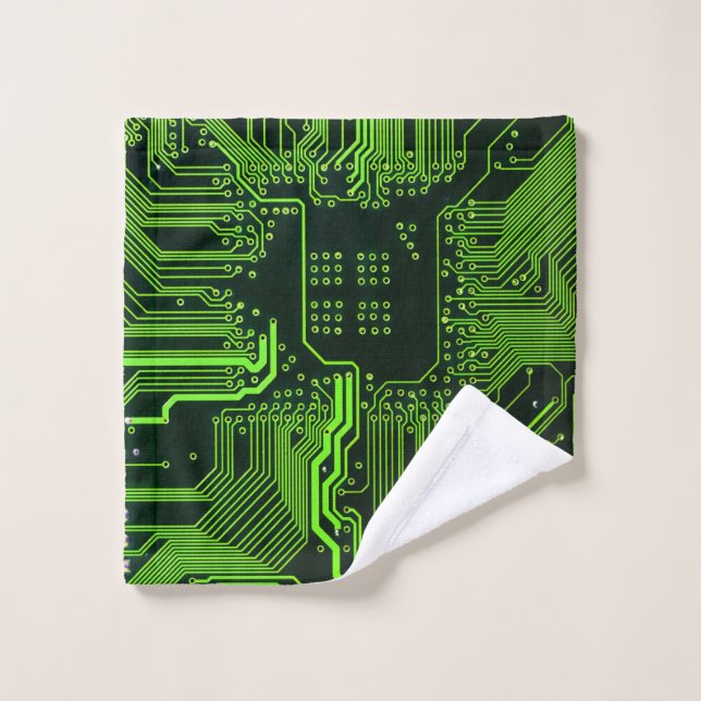 Placa de circuito electrónico verde del nerd de sa (Toallita)