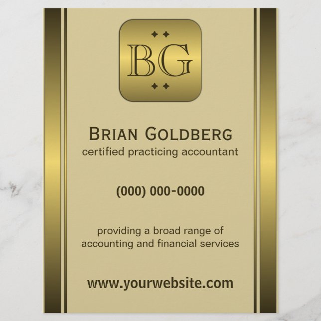 Placa de crema y oro de 8,5" x 11" Volantes contab (Frente)