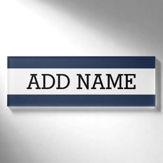 Placa de Empleado - Azul Marino con Personalizació