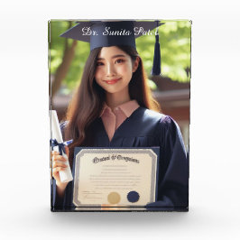 Placa de foto para graduados con nombre y título p