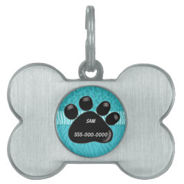 Placa de identificación de mascota con huella de p