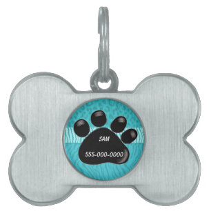 Placa de identificación de mascota con huella de p