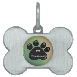 Placa de identificación de mascota con huella de p