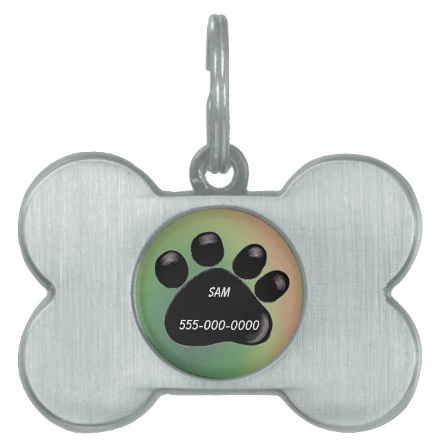 Placa de identificación de mascota con huella de p (Frente)