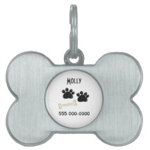 Placa de Identificación de Mascota Huellas de Pata