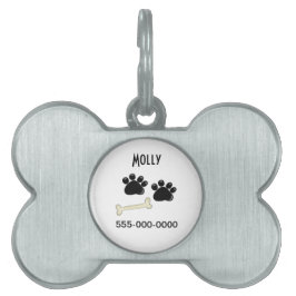 Placa de Identificación de Mascota Huellas de Pata