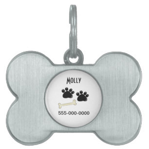 Placa de Identificación de Mascota Huellas de Pata