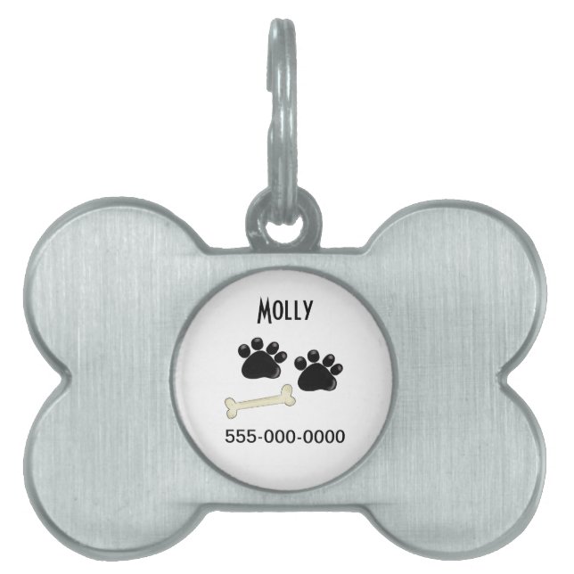 Placa de Identificación de Mascota Huellas de Pata (Frente)