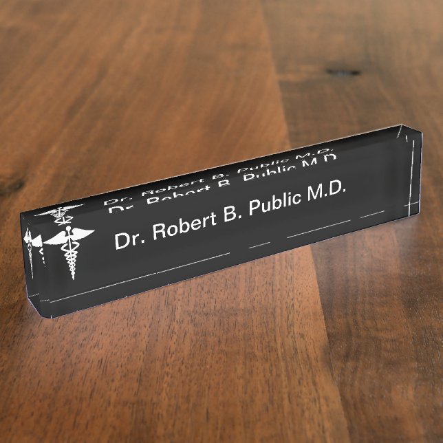 Placa de identificación del escritorio del médico (Lateral)