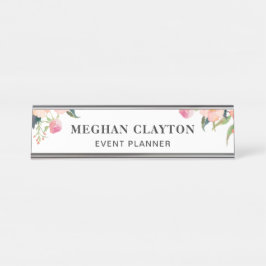 Placa de identificación floral del escritorio del