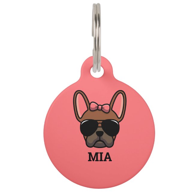 Placa de identificación para mascota de Bulldog Fr (Anverso)