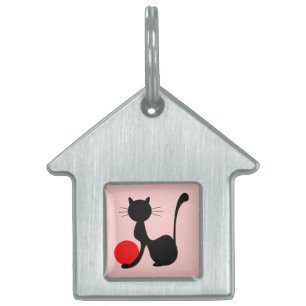 Placa de identificación para mascota Gato Negro