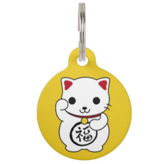 Placa de Identificación para Mascotas Maneki Neko