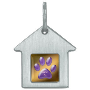 Placa de identificación para mascotas perro púrpur