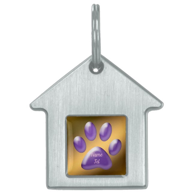 Placa de identificación para mascotas perro púrpur (Frente)