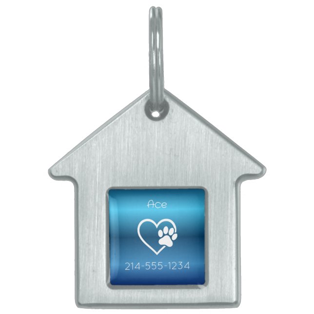 Placa de identificación personalizada azul para pe (Frente)