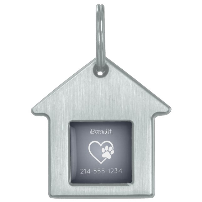 Placa de identificación personalizada gris para pe (Frente)