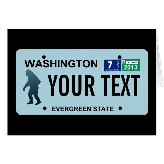 Placa de licencia de Washington Sasquatch (Anverso (Horizontal))