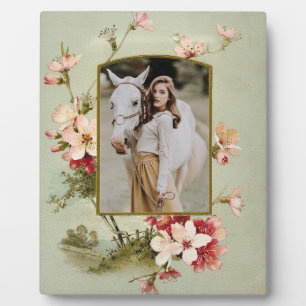 Placa de marco de foto personalizada floral vintag