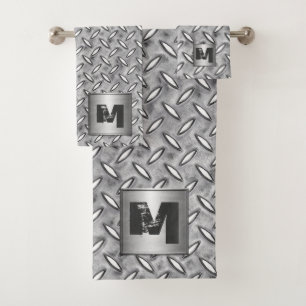 Placa de metal del diamante del monograma en gris