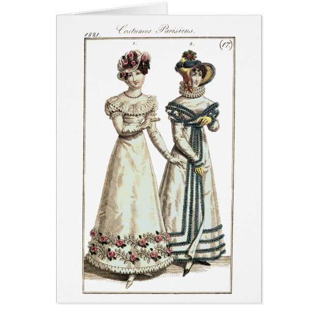 Placa de moda de Parisiens 1821 de los trajes (Frente)