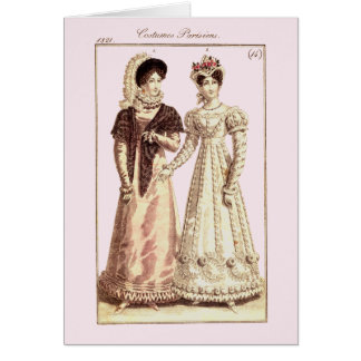 Placa de moda de Parisiens 1821 de los trajes