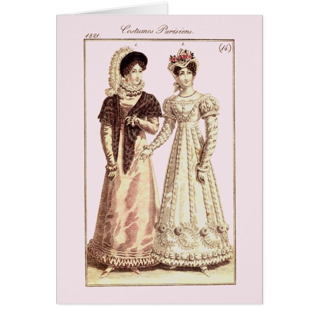 Placa de moda de Parisiens 1821 de los trajes (Frente)