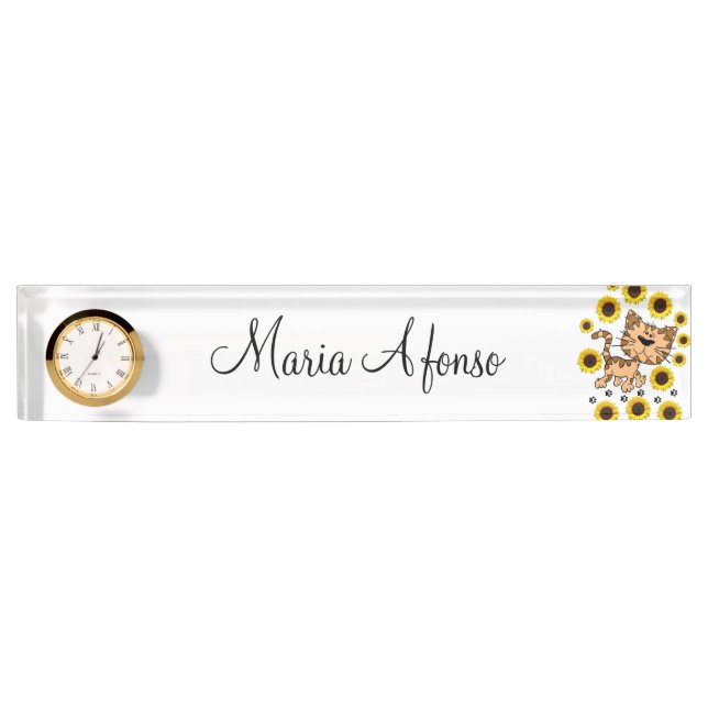 Placa de Nameplate para gatos de girasol (Anverso)